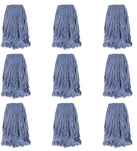 Lot de 9 têtes de balai à franges robustes de rechange pour Rubbermaid industrielles pour le nettoyage du sol – Recharges de serpillère humide en coton