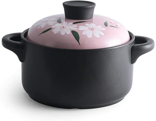 HYRTHAFSDF Cazuela de Barro Cazuela de Barro Cazuela de Barro de cerámica - Conservación del Calor Buen Aislamiento térmico, Ahorro de energía, Duradero-Rosa_Capacidad 1.5L