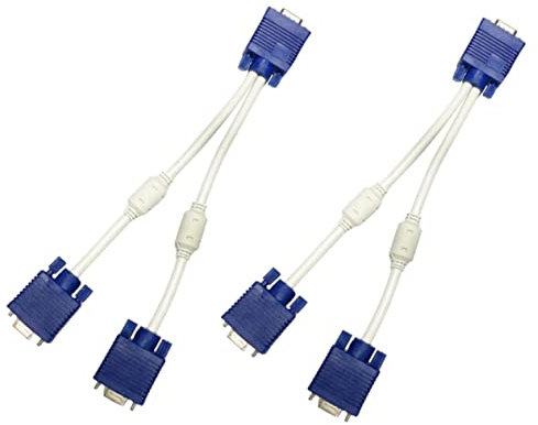 Angoily 2pezzi Cavo Splitter Video Vga Maschio Femmina Adattatore Per Monitor Tv Cavo Spesso Doppio Anello Magnetico Filo Abs Rame Interno Trasmissione Stabile