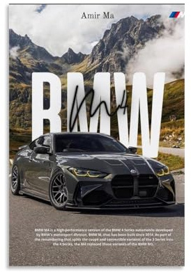 BESTHAHA BMW M4-Kunst Moderne Bilddruck für Schlafzimmer, Wohnzimmer, Ästhetik, Wanddekoration auf Leinwand, für Schlafzimmer, Jugendzimmer, Wohnheim, ohne