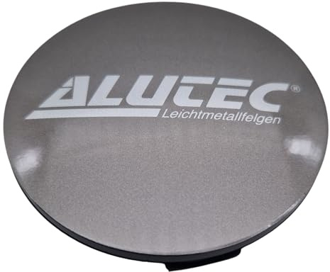 1X Alutec Nabendeckel 61mm Metal Grey (N56) Logo Silber (ALJ) - Original Felgendeckel/Nabenkappe/Hubcap