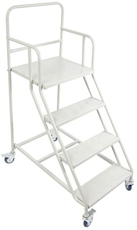4-stufige Rolltreppe,stehleiter 4 Stufen,4-stufige Industrie- und Lagertreppe,für Wohnungen,Lagerhäuser,Geschäfte, Supermärkte,Bibliotheken usw.