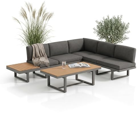 Mucola Gartenmöbel Set Aluminium Essgruppe 5-Fach verstellbare Rückenlehne