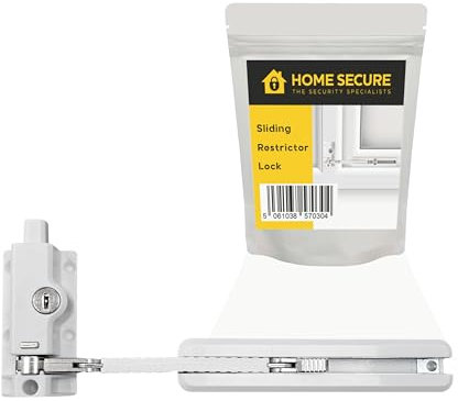 Home Secure™ Child Safety Window Lock. Self Adhesive Window Restrictor Security & Sliding Safety Locks for Kids and Pets - Fits UPVC and Most Windows - White