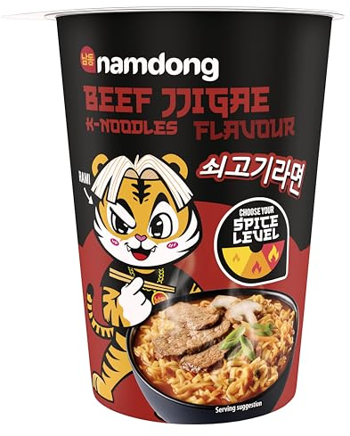 Namdong Beef Jjigae Noodle Pot Korean-style instant noodles with a sachet of chilli mix 83 g