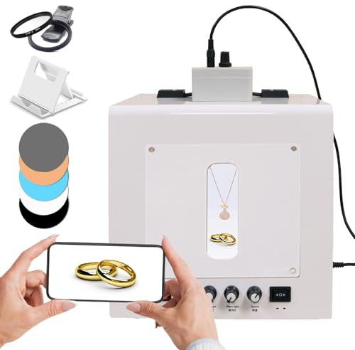 XNYXLPP Elektrischer Plattenspieler Gold und Silber Schmuckfotografie Leuchtkasten, Dimmbare Softbox 360 ° drehbarer Drehteller, Fotografie Studio Fotografie Leuchtkasten ()