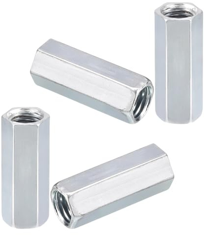 DIFLAX 4 Pièces Écrous Longs M10, Manchons Filetés, Tige Filetée M10, Acier Galvanisé, Écrous Hexagonaux de Connexion, Manchons Distanciadores, pour Montages et Fixations