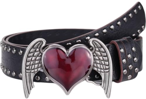 Ericetion Unisex-gürtel Rotem Herz, Gothic-gürtel, Punk-nietengürtel, Retro-y2k-gürtel, Western-gürtel Aus Pu-Leder, Verstellbarer Gürtel Für Damen Und Mädchen