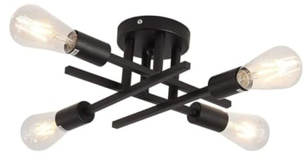 BAZEITFLOW Lámpara De Techo Industrial Estilo Vintage Negro Lámpara De Techo Moderna Para Sala De Estar Colgante De Cocina