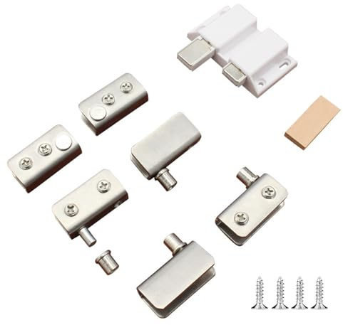 8 Stück Glas-Türscharniere ohne Bohren, Edelstahl-Scharniere mit Anti-Rutsch Pads für 5-8 mm Glas, Schwerlast-Scharniere für Vitrinen, Schränke und Glastüren