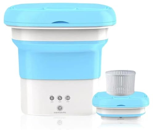 Lavatrice portatile, Mini lavatrice for vestiti con secchio, calzini, biancheria intima, centrifuga portatile pieghevole per campeggi, dormitori, appartamenti(Blue)