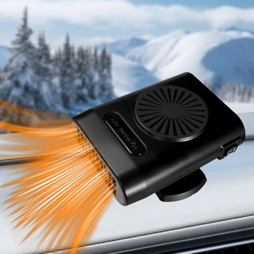 Mupkvy Calefacción para Coche, 12V 200W antivaho y función 2 en 1 de Calentamiento rápido y refrigeración para deshumidificación del Parabrisas, Conector para Encendedor de Cigarrillos