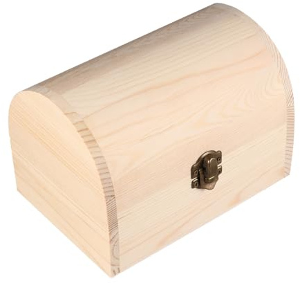 CONGARTENO Cofanetto in Legno ad Arco Grande Capacità Scatola Porta Oggetti in Legno Massello Beige per DIY Chiusura per Pittura e Conservazione a Casa