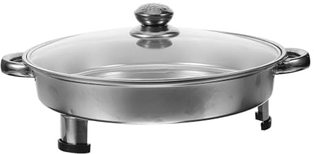 BAZEITFLOW Teglia da Forno in Acciaio Inox 30 CM con Manici e Coperchio in Vetro Piastra per Barbecue e Scaldavivande Buffet Vassoio Rettangolare per Grigliare Pesce e Uso Outdoor
