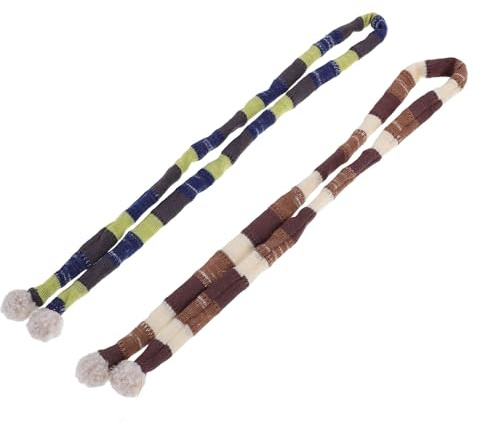 HOODANCOS 2 Kleiner Strickschals für Puppen und Schneemann Bastelarbeiten Gestreift mit Pomponen Polyester 10cm Puppenschal Winter Dekoration für Herbst Weihnachten