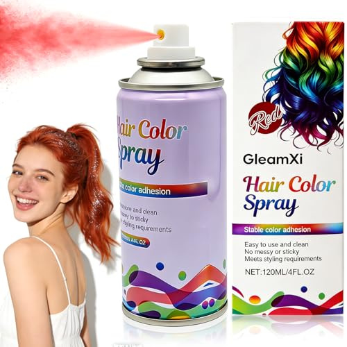 Rot Haarfarbspray, Temporäre Haarfarbespray Rot, Haarspray | Haarfarbenspray, Haarfarbe Hairspray, für Kinder Und Erwachsene, Karneval, Cosplay, Weihnachten Halloween（120ml）