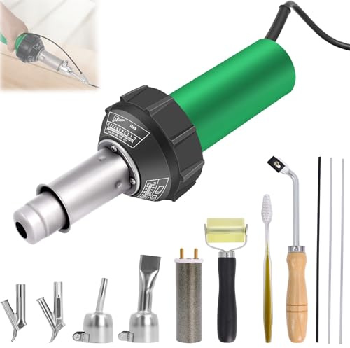 Kit de soldador de plástico de 1600 W, pistola de soldadura de aire | Herramienta de soldadura de plástico de temperatura ajustable para PVC, TPO, suelos de vinilo, techos y aplicaciones de