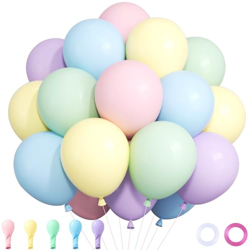 Wayfun Luftballons Pastell 52 Stück, 12 Zoll Bunte Luftballons Pastellfarben, Heliumballons Pastell Ballons Bunte Ballons Rosa Blau Grün für Kinder Geburtstag Babyparty Bride Hochzeit Einschulung Deko
