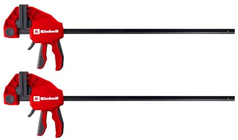 Einhell 2-tlg. Einhandzwingen, 600 mm | Schnelllösegriff | 600-mm-Spannweite | 150-kg-Spannkraft | Spreizfunktion | 90-mm-Ausladung | gummierte Klemmbacken
