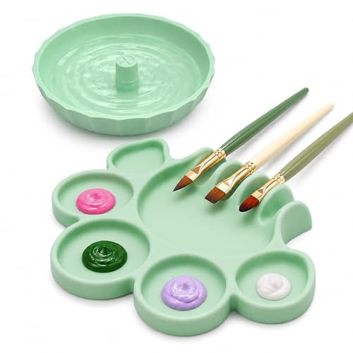 SOQKEEN Silikon Set mit Pinselhalter & Waschbecher, Mintgrün