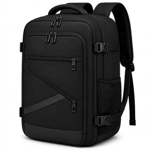 ENERGY GROUP Zaino Viaggio 45x36x20 EasyJet e Ryanair, Bagaglio a Mano 30L, Zaino Cabina Uomo Donna, Apertura 180°, Impermeabile, Porta PC 14”, Casual per Viaggio e Lavoro, Compagnie Low Cost– Nero