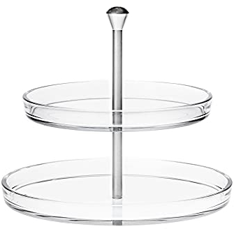 BORGONOVO, Alzata in Vetro 2 Piani Palladio, Piatti con Diametro Differenziato 22cm e 27cm