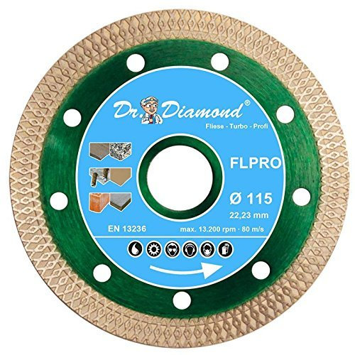 Dr. Diamond | Diamanttrennscheibe Fliese Turbo Profi Fiesen- & Keramik Diamant Trennscheibe, Waffelsegment | 125x22,23mm