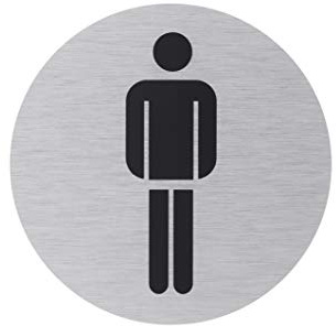 Metafranc Klebeschild Symbol: Herren – Aus Aluminium | In moderner Edelstahl-Optik – Selbstklebende Rückseite – Beschilderung – Infoschild – Gewerbekennzeichnung