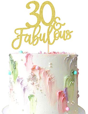 3Pcs Gold Glitter 30 & Fabulous Cake Toppers 30 and Fabulous Cake Toppers for Happy 30th Birthday Cheers to 30 Party Decorations 30 Anniversary Birthday Cake Decorations Supplies