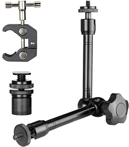 ZTOWOTO 10 Inch Magic Arm with Super Crab Clamp,Adjustable Kamera Halterung,Kamerahalterung with 1/4-3/8 Threaded，Gelenkarm for Monitor/Webcam/Light/Microphone