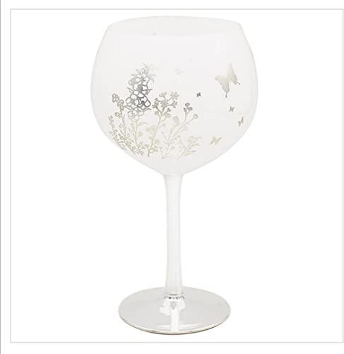 Silver Sparkle Butterfly Balloon Gin Glass in Presentation Box