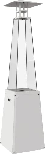 KRATKI Umbrella BS Gasheizung 12 kW für den Garten Propan Butan G31 / 50 mbar Weißer Stahl und Glas Set mit einem Rohr und einem Reduzierstück