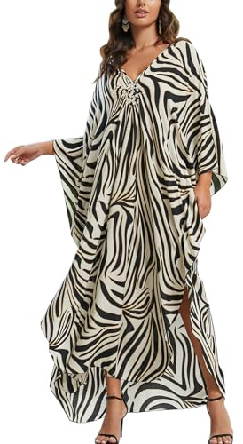 YouKD Dam stor storlek kaftan klänning boho strand bikini täcka upp plus size badrockar vardagskläder en storlek