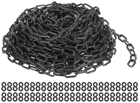 PATIKIL Plastic Chain Links, 100 Foot Safety Barrier Chain Black for Crowd Control, Queue Line, Parking, Fence, Gate, Concert, Construction Site and Decoration