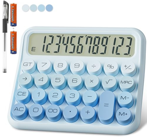 Calculadora Oficina, Calculadora Grande Universitaria de 12 dígitos con Batería DECKLIST, Pantalla Grande y Clara, Botones Grandes Fáciles de Presionar(Blanco)