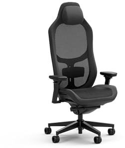 Fractal Design Refine Mesh Dark Gaming Chair - Ergonomic Office Desk Chair Functionality with 4D Adjustable Armrests, High-Back Support, Lumbar Cushion, and Breathable Mesh