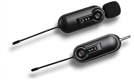 Ansteckmikrofon, Andoer UHF-Funkmikrofon, 50m effektive Übertragung, eingebauter Akku, 3,5 mm TRRS-Stecker mit 6,35 mm TRS-Adapter für Smartphone, Computer, Vlog, Videoaufzeichnung, Interview, YouTube