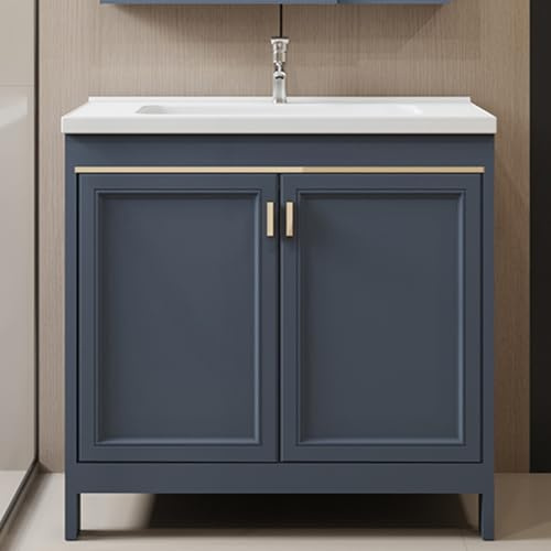 HARELA Mobile lavabo bagno con lavandino in ceramica, Mobile Bagno A Terra con Rubinetto Dell'Acqua Calda e Fredda, Armadietto Autoportante per Soggiorno, Cucina, Ufficio, Armadio(80cm/31.5in)