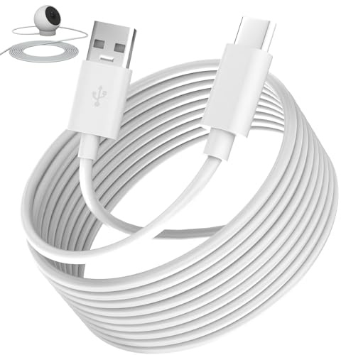 AIAUXAI USB-C-Kabel, 5 m, extra langes Strom-Verlängerungskabel, kompatibel mit Mi Kamera, 2K-Sicherheitskamera, Ring-Pan-Tilt, für CCTV, YESKMO, eufy, USB-auf-USBC-Ladekabel für Sicherheitskameras