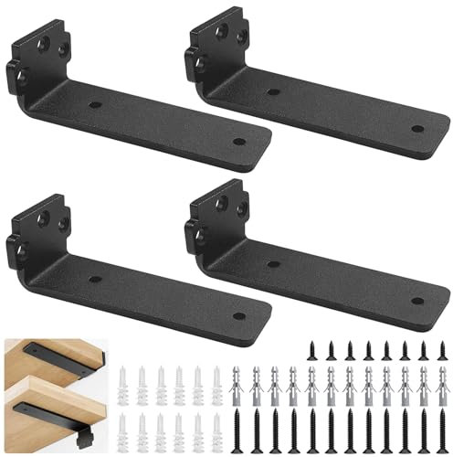 Soporte estanteria de 4 piezas 10 cm/12,5cm, soporte de estante negro en forma de L para montaje en pared, estanterías, estantes decorativos, etc (5 pulgadas)