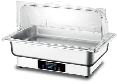SGKOMN Scaldavivande Elettrico per Buffet Commerciale da 600 W, fornello Elettrico per Alimenti in Acciaio Inossidabile da 9 Litri con Touch Screen Intelligente, Temperatura regolabi, 1 Slot