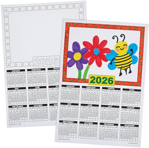 Baker Ross FN645 Calendar Blanks 2026 – Pack of 12, Plain Calendar Sheets for Customising and Personalising Your Own 2026 Planners, Ideal for School, Office, and Creative Projects