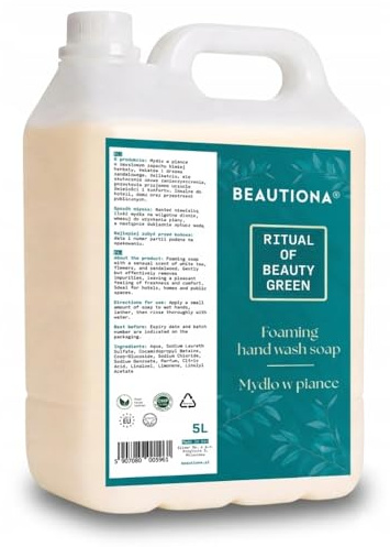 Schaumseife Nachfüllkanister 5 L Ritual of Beauty Green – Fertiger Seifenschaum für Schaumseifenspender | Hand- & Körperseife mit Weißem Tee & Sandelholz