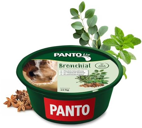 PANTO Lix Bronchial 10 kg – Leckschale für Pferde & Ponys mit Kräutern | Leckschale mit Mineralien, Spurenelementen & wohltuenden Kräutern – Minze, Eukalyptus, Thymian & Anis