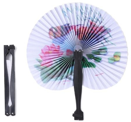 Éventail Pliant Rond Mini Imprimé Chinois 6 Pièces en Papier | Motif Aléatoire, Style Traditionnel, Décor de Fête, Portable et Pliable, Présent pour Filles Style Aléatoire