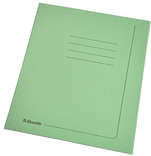 Esselte MANILLA, 25 pezzi Cartelline 3 lembi A4 espandibili, Cartoncino 295 gr, 25 x 35 cm, 100% riciclato - Verde