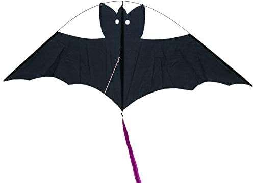 CIM Fledermaus Drachen - Big Bat Black - Einleiner Drachen für Kinder ab 3 Jahren - 95 x 38cm - inklusiv Drachenschnur und langem Drachenschwanz