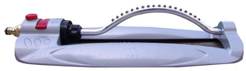 Greenkey Metal Oscillating Water Sprinkler for Garden Lawns, Grass, Hedges and Plants. Multipositional Water Sprayer with Brass Fittings