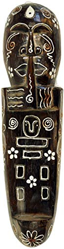 Guru-Shop Petit Masque Abstrait, Décoration Murale, Décoration Murale Ethno en Bois de Balsa - Modèle 9, Marron, 50x16x6 cm, Décoration Murale des Masques