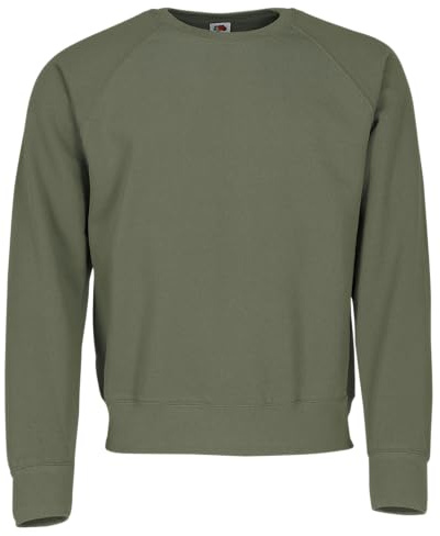 Fruit of the Loom Men Raglan Classic Sweater, Green (Classic Olive), Medium